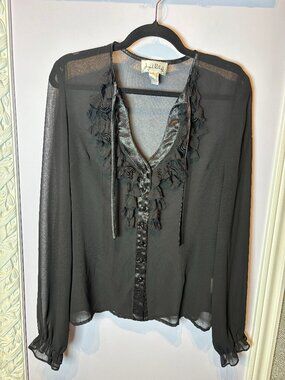 Joseph Ribkoff Sheer Blouse with Flowers Size 8